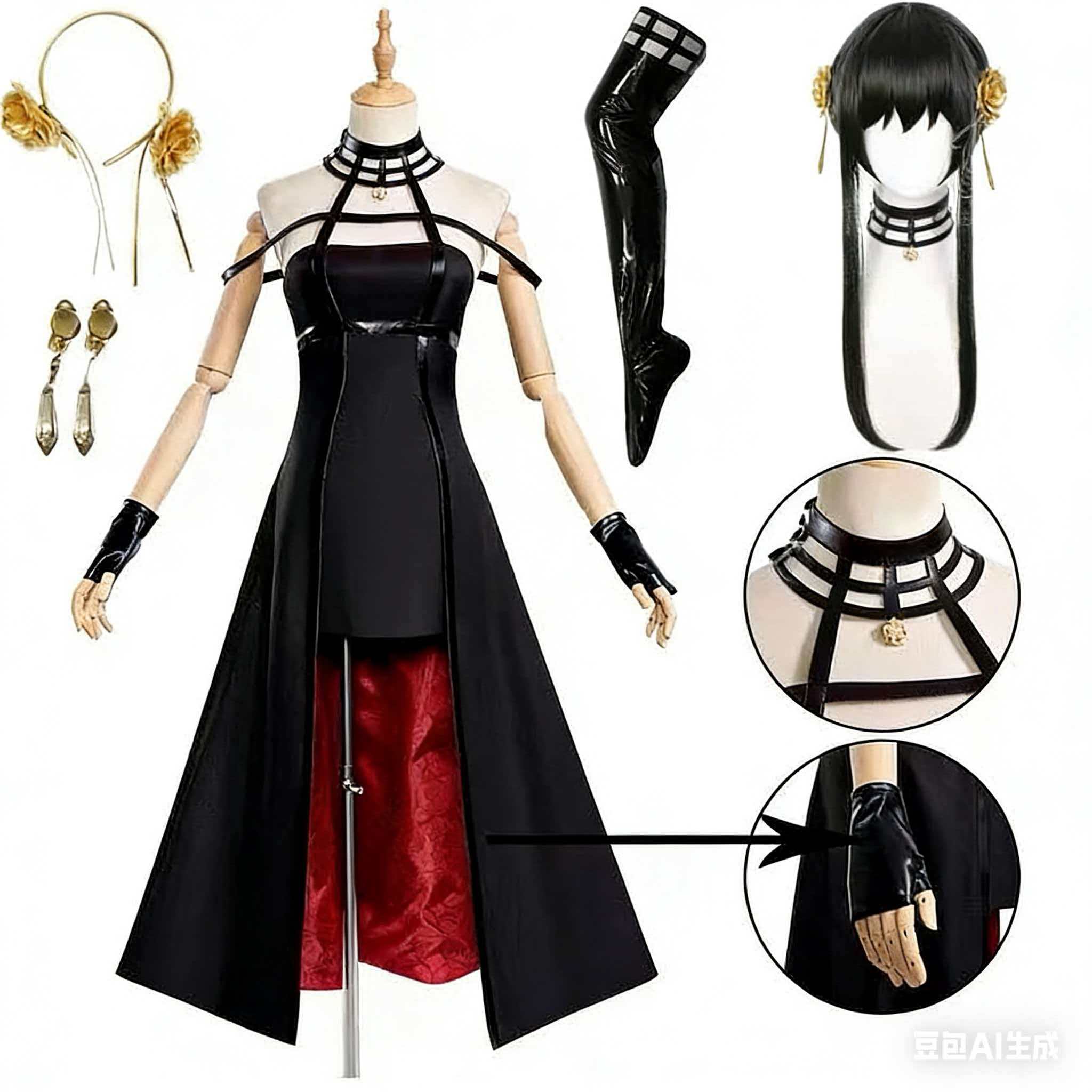 Spy Family Outfit - Yor Forger Cosplay Kostuum Hoofdband Elastische
