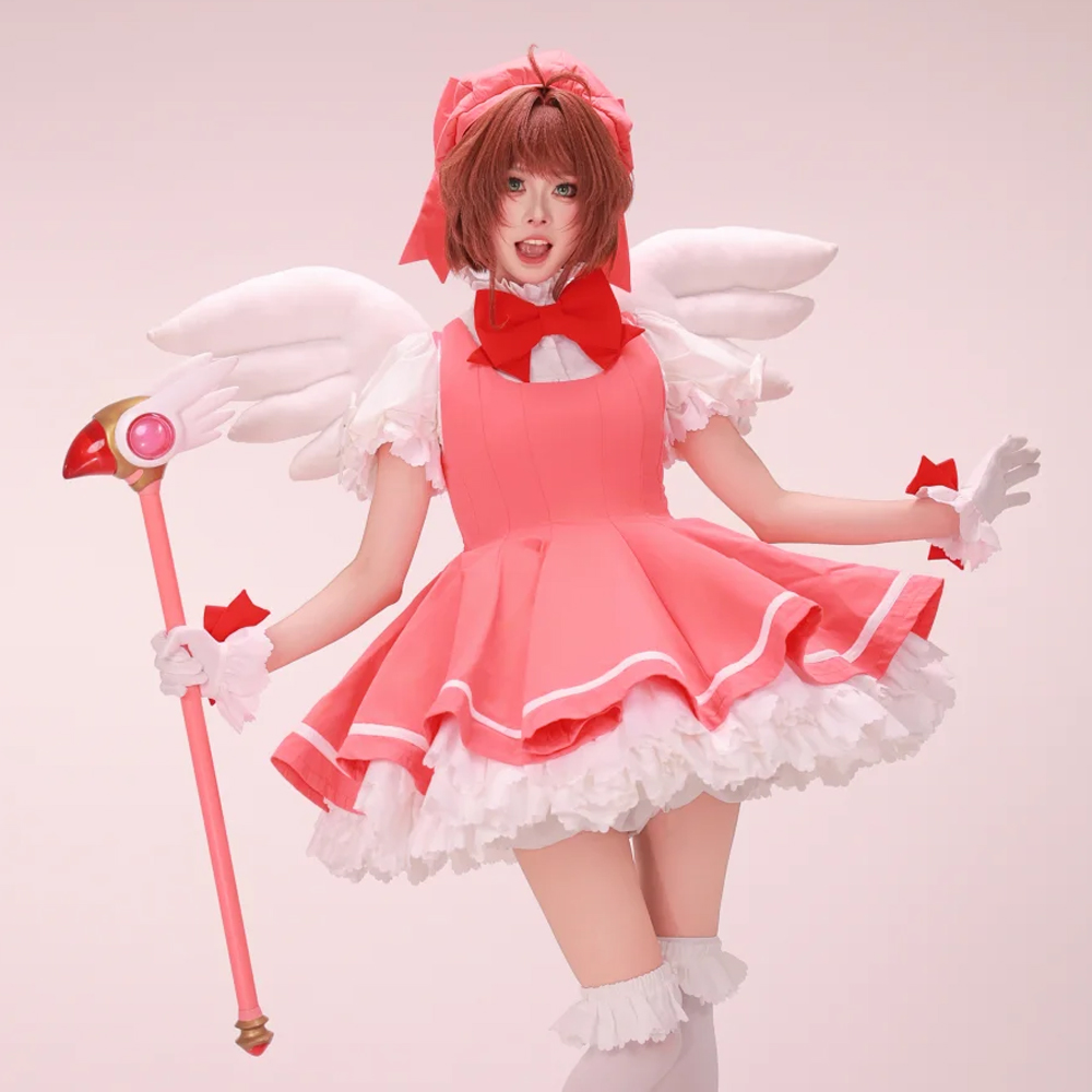 Anime Cosplay Events - Kinomoto Sakura Cosplay Roze Lolita Jurk