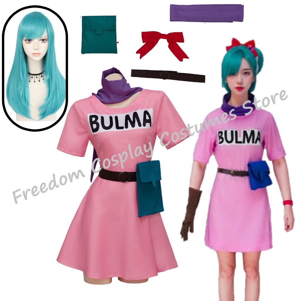 Dragon Ball Saiyan Armor - Anime Bulma Cosplay Kostuum Roze Jurk